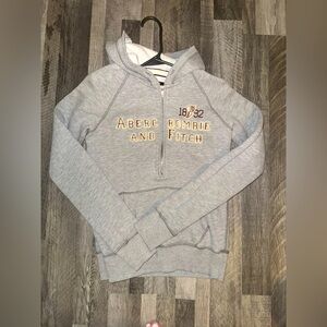 Vintage Y2K Abercrombie And Fitch Half Zip Womens Large Grey Hoodie Sweatshirt